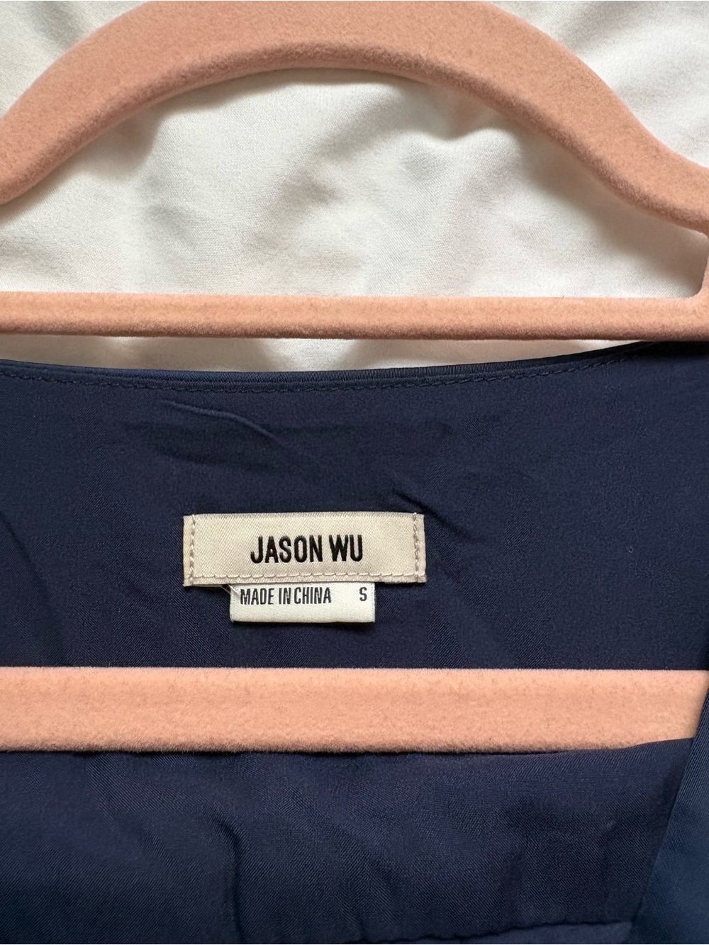 Jason Wu Navy Satin V-Neck Peplum Blouse - Picture 3 of 3